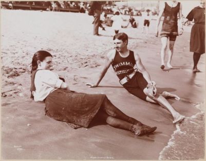 Swimming Instructor and Bather, Midland Beach, Staten Island, 1898,