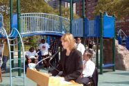 First Deputy Mayor Patricia E. Harris speaks at the opening of Story Playground 