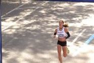 Kara Goucher approaches the finish 