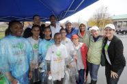 Community volunteers, New York Knicks, Adrian Benepe, and PlaNYC staff. 