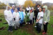 MillionTreesNYC planting with New York Knicks players at Pelham Parkway 