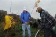 MillionTreesNYC planting with New York Knicks players at Pelham Parkway 