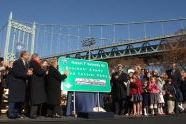 The sign for Robert F. Kennedy Bridge is unveiled. 