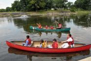 Canoeing the restored lake is a popular activity 