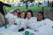 Parks Department employees greet attendees 