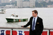 Marina Manager Nate Grove stands by the Hudson River 