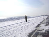 Jogger in snow, Midland Beach 