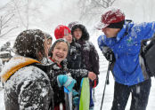 Commissioner Benepe chats with kids about their snow day 