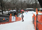 Riding down to the Rail Jam 