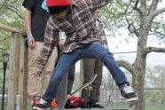 Skateboarding on the ramp 