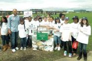 Mariano Rivera and Youth Athletes at the Randall's Island Sports Fields Ribbon Cutting 