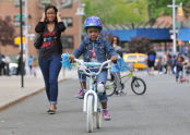 A girl riding her bike. 