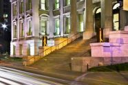 Bruce Walking (2004) and Sara Walking (2003), LED sculptures on the steps of Tweed Courthouse 