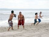 A football game at Rockaway Beach. 