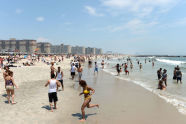 Testing out the water at Rockaway Beach 