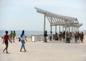 Enjoying the Shade at Rockaway Beach 