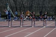 Going over the hurdle at the PSAL season opening track meet 