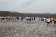 A winter run across snowy ground 