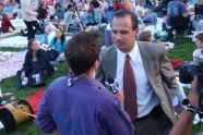 Commissioner Adrian Benepe speaks with a NY1 reporter 