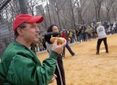 A hot dog on the sidelines 