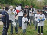 Volunteers prepare to clean up the park 