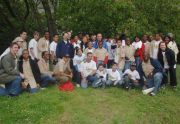 The day's volunteers and crew pose for a photo 